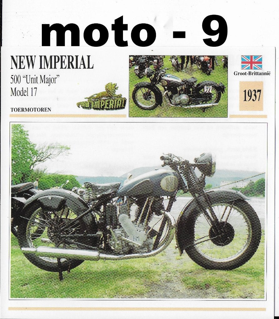 Moto9 Motorkaart New Imperial ( 1937 ), Ophalen of Verzenden, Zo goed als nieuw, Motoren
