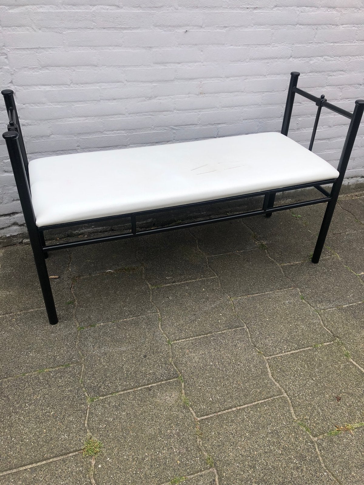 Bankje metaal zwart, Tuin en Terras, Ophalen, Gebruikt, Metaal