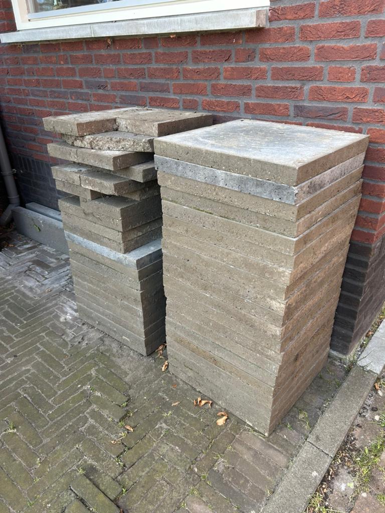 Schellevis oud hollands 50x50x5, Ophalen, Gebruikt, Beton, Terrastegels