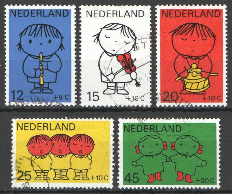 Nederland NVPH nr 932/6 gestempeld Kinderpostzegels 1969, Postzegels en Munten, Ophalen of Verzenden, Na 1940, Gestempeld
