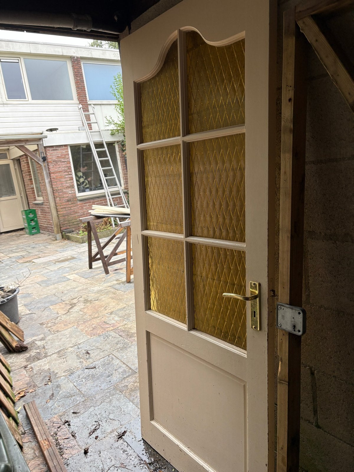 Binnendeur met glaspanelen, Doe-het-zelf en Verbouw, Deuren en Horren, Ophalen, Gebruikt, 80 tot 100 cm, Binnendeur