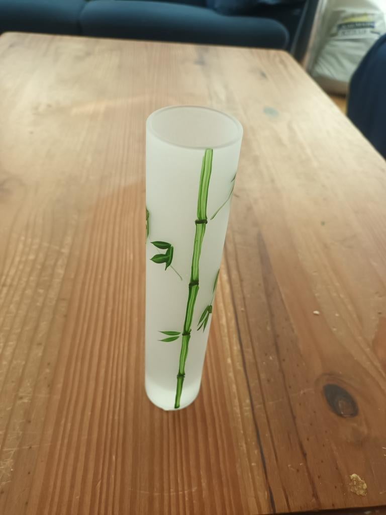 Partij Glazen vaasje met bamboe decoratie, Diversen, Rommelmarktspullen, Zo goed als nieuw, Ophalen of Verzenden