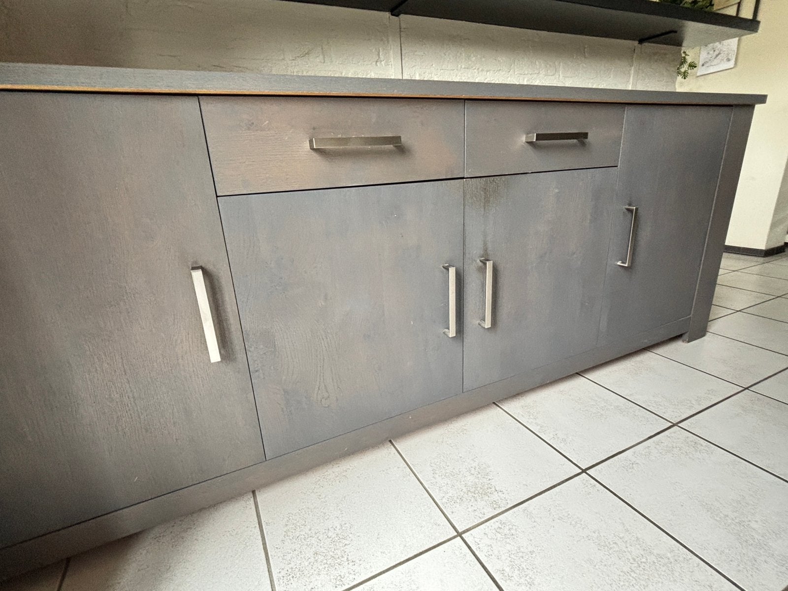 Groot modern dressoir 228 cm breed met lades & deuren, Ophalen, Zo goed als nieuw, 200 cm of meer, Met lade(s)
