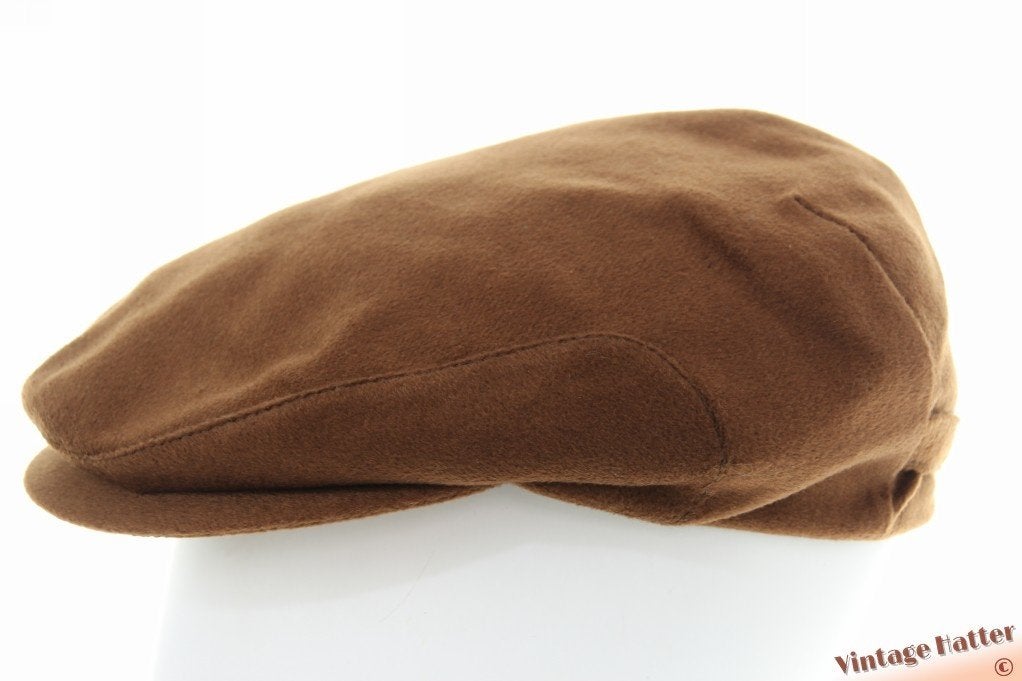 Vintage flatcap Platte pet bruine zachte stof 57,5, Ophalen of Verzenden, Zo goed als nieuw, 57 cm (M, 7⅛ inch) of minder, Pet