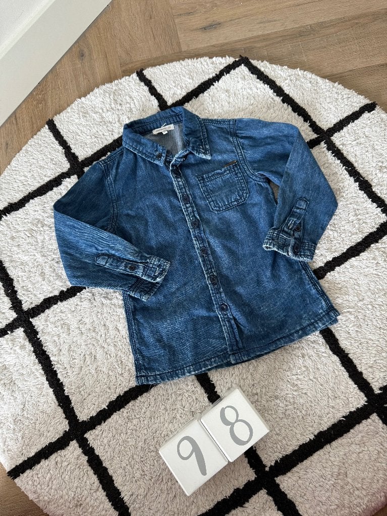 ZGAN blauw jeans Noppies overhemd blouse top 98 spijkerstof, Jongen of Meisje, Ophalen of Verzenden, Zo goed als nieuw, Shirt of Longsleeve