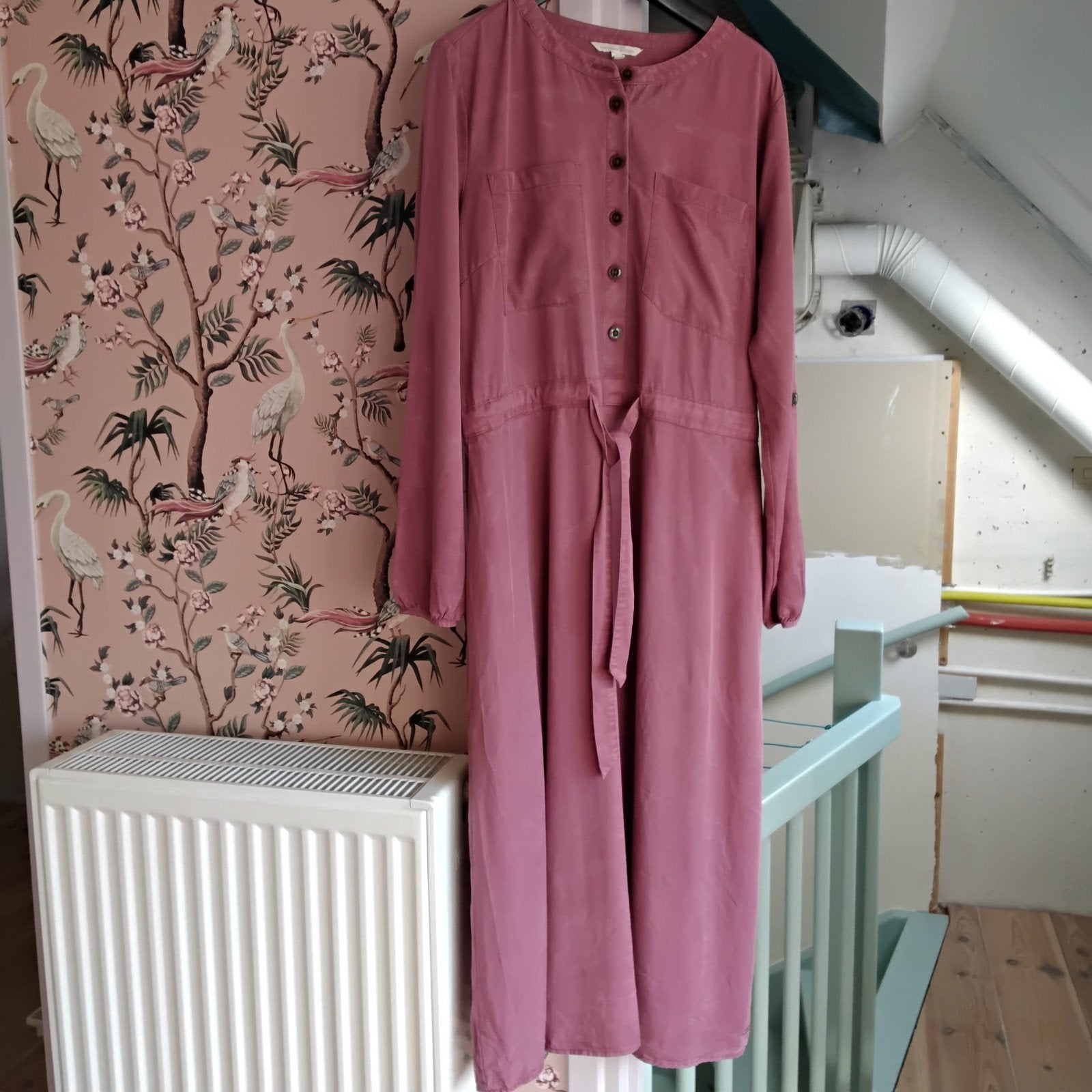 Tom Tailor lyocell denim oudroze jurk maat m, Ophalen of Verzenden, Zo goed als nieuw, Maat 38/40 (M), Roze