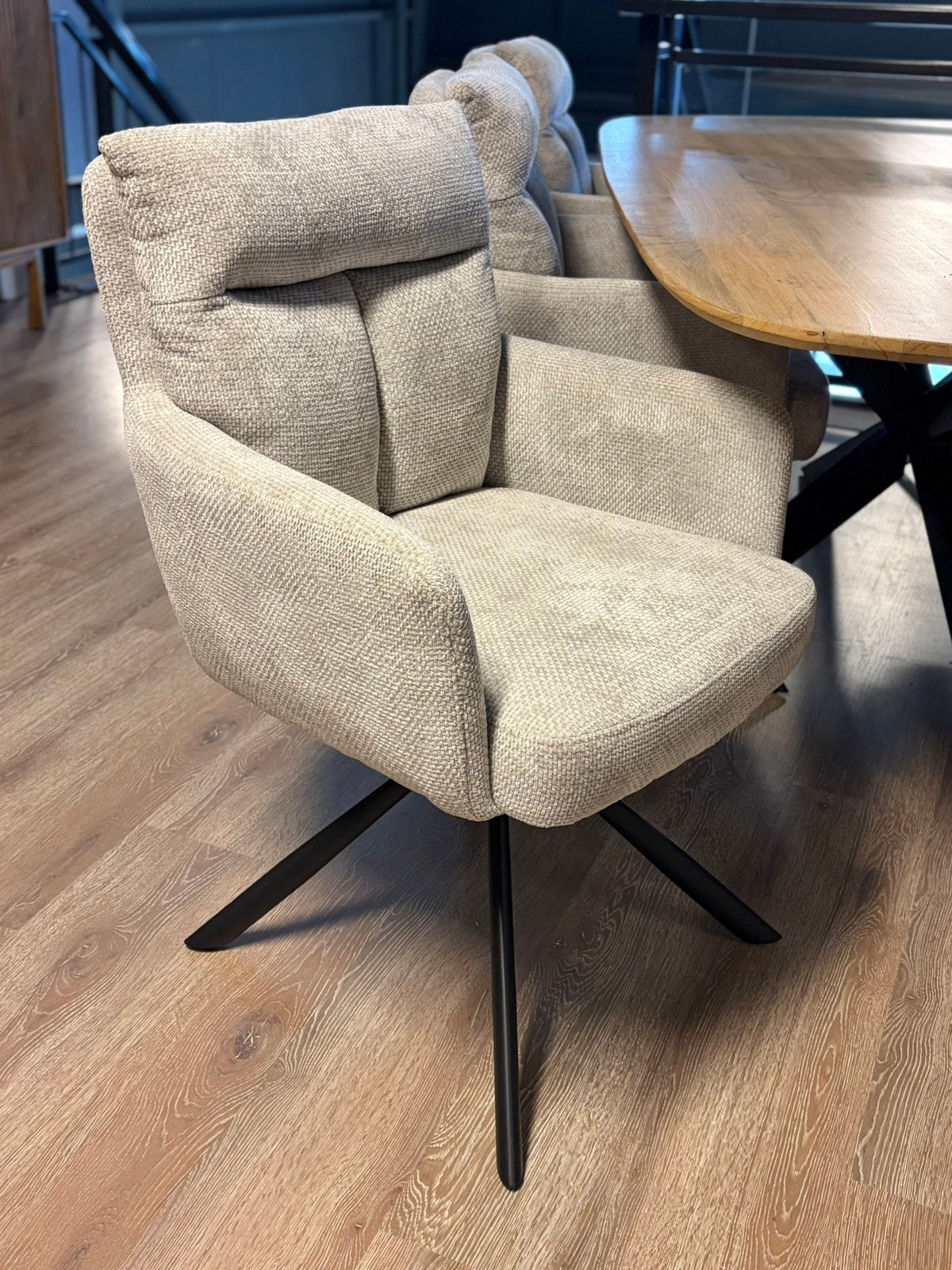 Nieuwe luxe eetkamerstoelen met memory draai Boucle Velvet, Huis en Inrichting, Ophalen, Nieuw, Leer, Eetkamerstoelen stoel eettafelstoelen draaistoelen stoelen