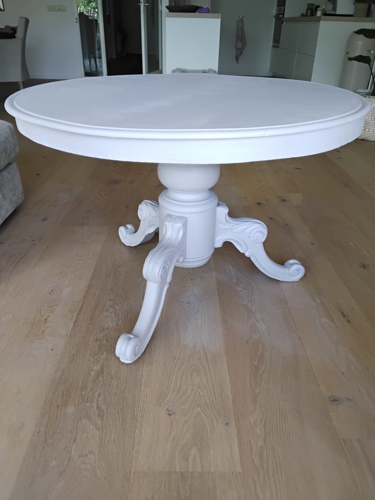 Mooie brocante tafel, rond, 68 cm hoog, 97 cm breed, Ophalen