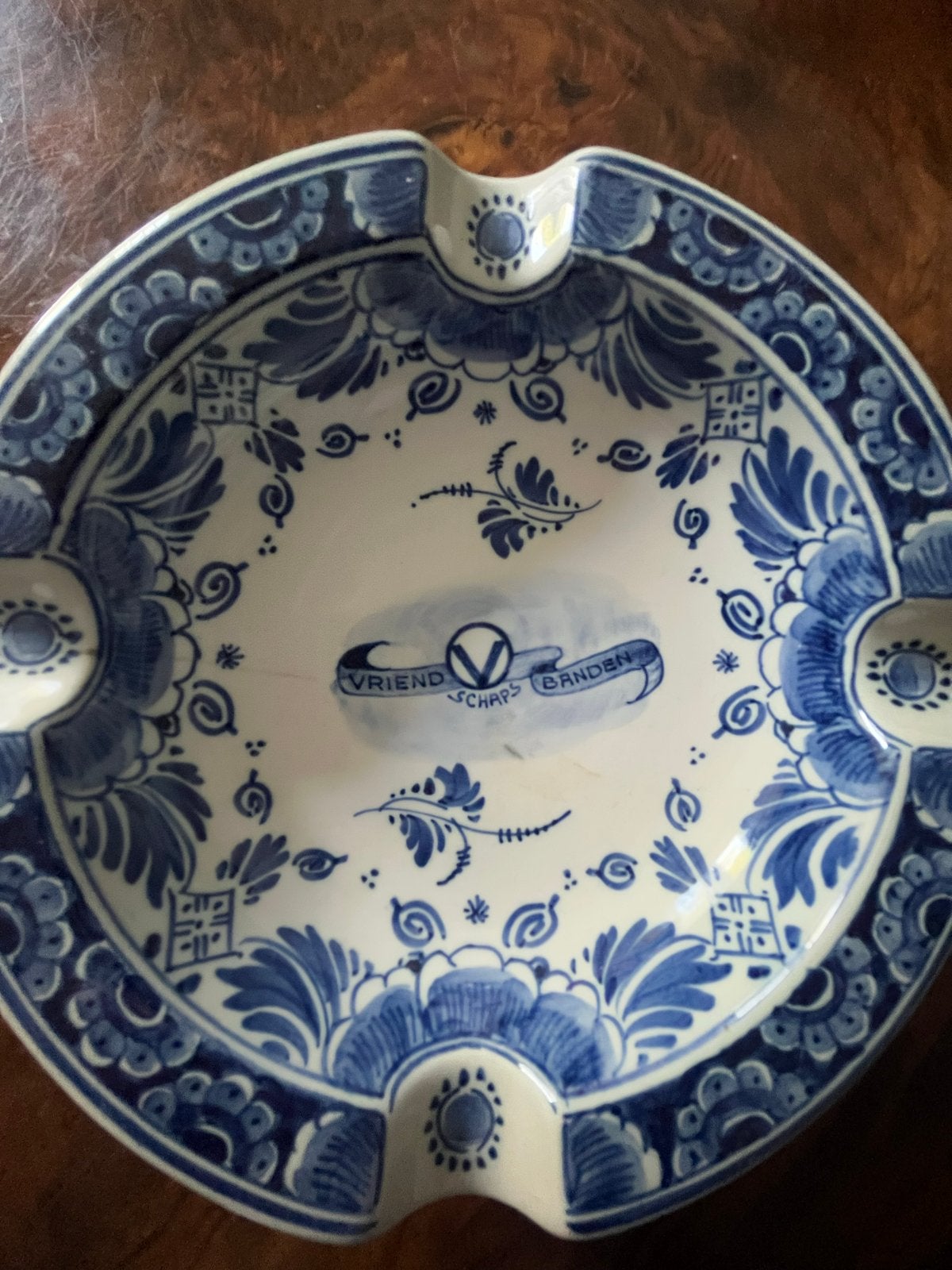 Vintage Delfts Blauw Asbak 'Vriendschapsbanden' RAM, Ophalen of Verzenden