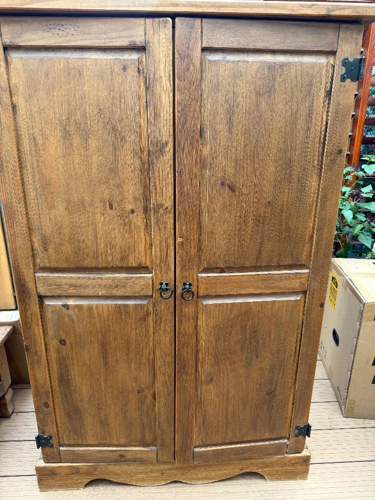 Teakhouten computerkast, Ophalen, Met deur(en), 100 tot 150 cm, Teakhout