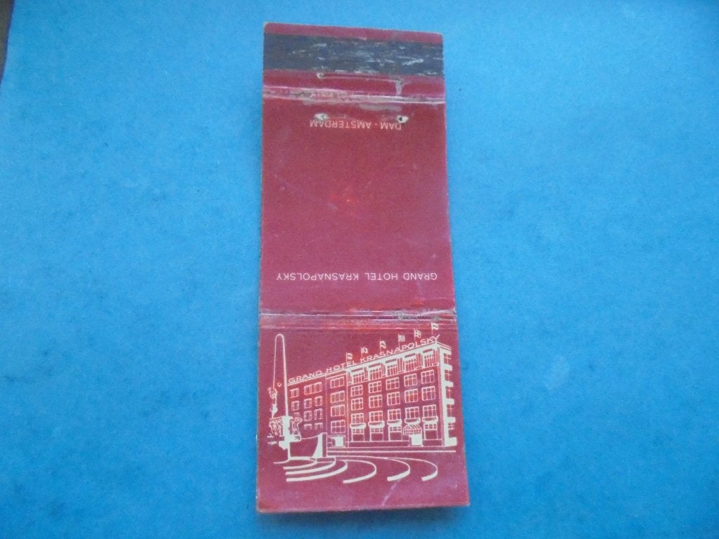 Oud luciferetiket Grand Hotel Krasnapolsky AMSTERDAM, Verzamelen, Ophalen of Verzenden, Zo goed als nieuw, Luciferdoosjes of -merken
