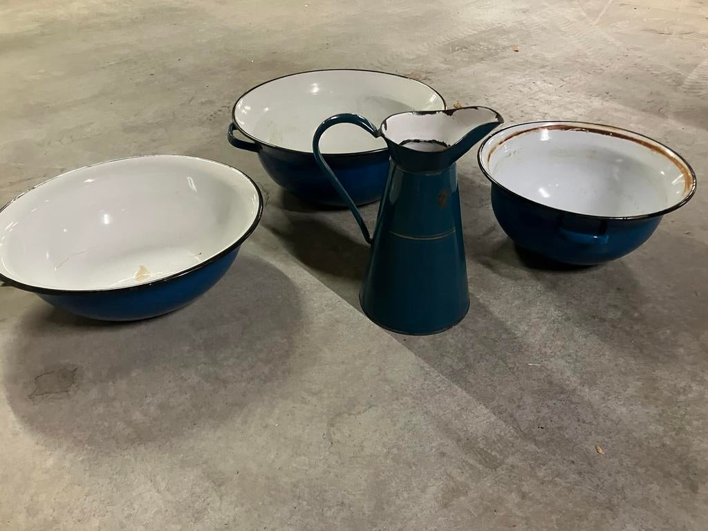 Emaille , antiek, blauw, grote stukken, Antiek en Kunst, Antiek | Emaille, Ophalen