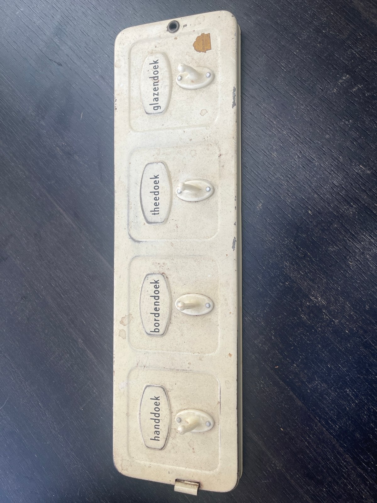 Vintage Emaille Handdoekenrek met Haken - Keuken, Ophalen
