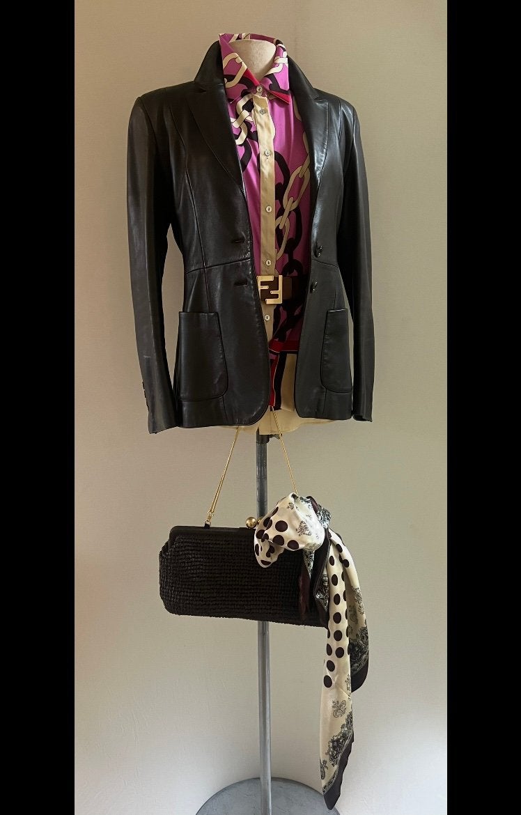 Pauw 1 36/38 lams leren blazer jasje donker bruin, Verzenden, Zo goed als nieuw, Maat 38/40 (M), Bruin