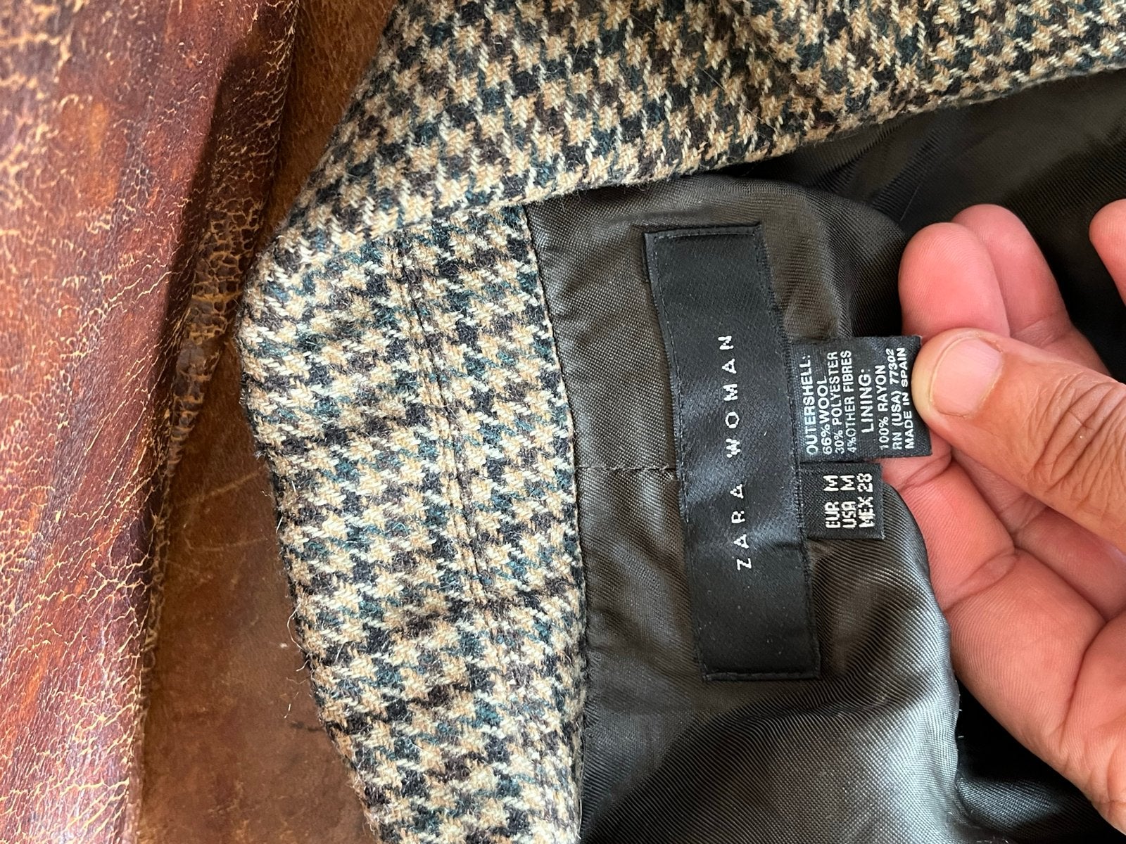 Zara Woman Houndstooth Blazer Maat M, Ophalen of Verzenden, Zo goed als nieuw, Maat 38/40 (M), Bruin