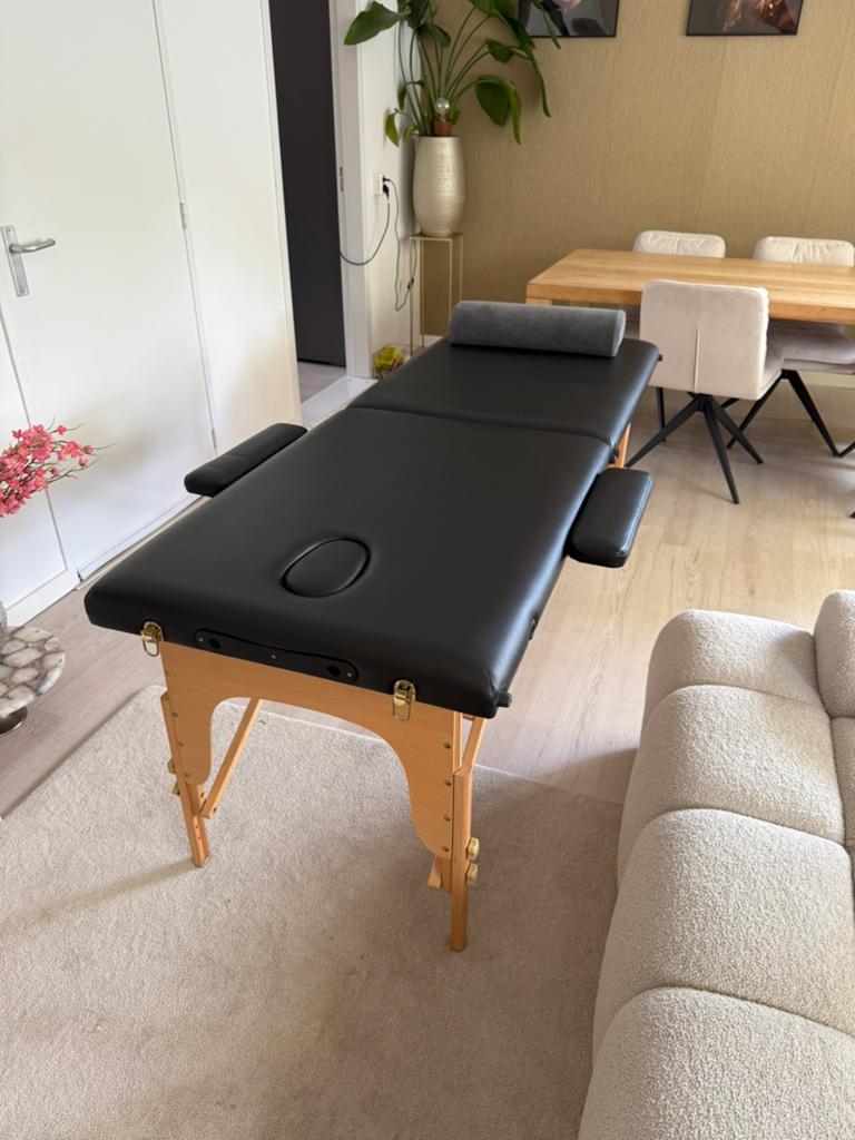 Massagetafel zwart inklapbaar / hoogte verstelbaar compleet, Sport en Fitness, Massageproducten, Ophalen, Zo goed als nieuw, Massagetafel