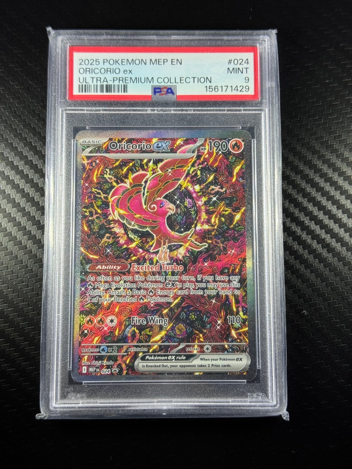 Oricorio ex | PSA 9 | Fire | Holo | Promo | 2025 | #024, Ophalen of Verzenden, Zo goed als nieuw