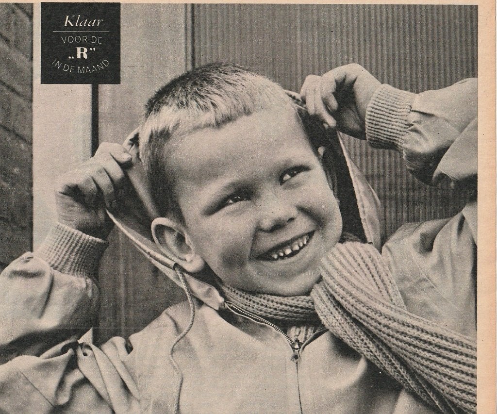 Retro reclame 1962 Blue Band jongetje klaar voor de R, Verzamelen, Retro, Verzenden, Overige typen