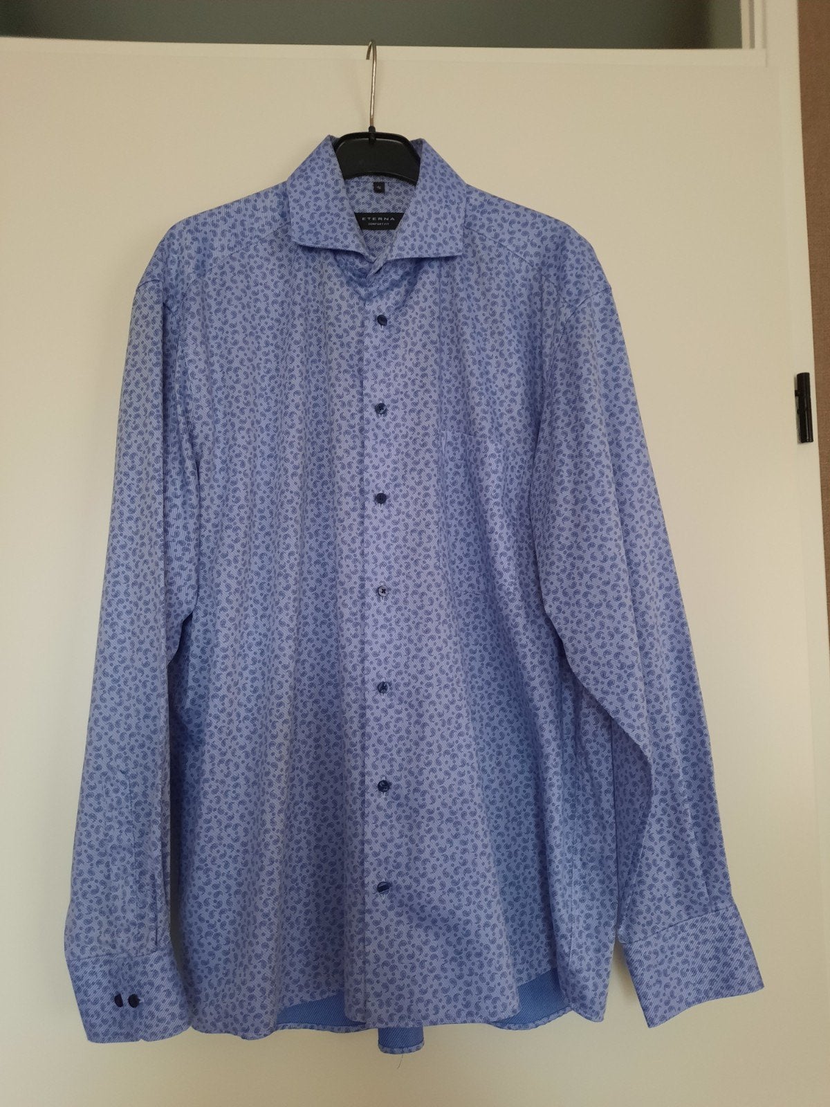 Eterna Comfort Fit overhemd met paisley print, maat 41, Eterna, Blauw, Ophalen of Verzenden, Zo goed als nieuw