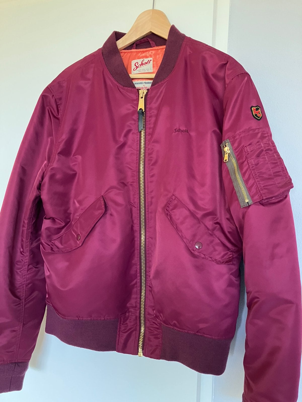 Schott MA-1 bomber jas jack ZGAN valt als herenmaat L, Verzenden, Zo goed als nieuw, Maat 52/54 (L), Rood
