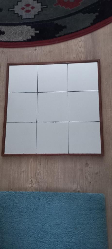 Vintage vierkante spiegel 47x47cm, Ophalen of Verzenden, Vierkant, Minder dan 50 cm, Minder dan 100 cm