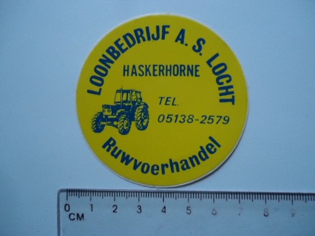 sticker oud Haskerhorne AS LOCHT traktor boer tractor agri, Verzamelen, Verzenden, Zo goed als nieuw, Bedrijf of Vereniging