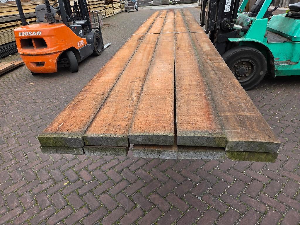 10 Hardhouten balken 5x20 cm / 6.50 m lang - nr: HB88, Tuin en Terras, Palen, Balken en Planken, Ophalen, Nieuw, Hardhout, 250 cm of meer