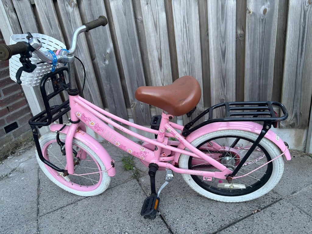Roze meisjesfiets 16 inch Disney Frozen met voorkrat, Ophalen, Gebruikt, 16 inch