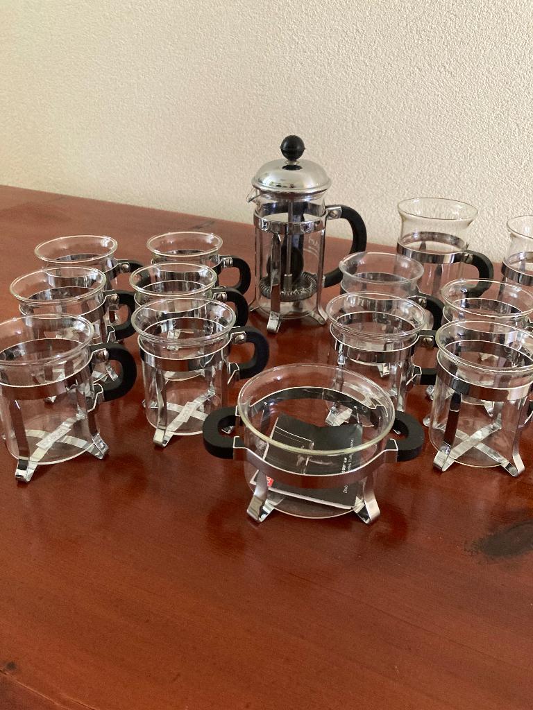 Bodum Chambord thee en koffieglazen, suikerpot en cafetière, Glas of Glazen, Ophalen of Verzenden, Overige stijlen, Glas