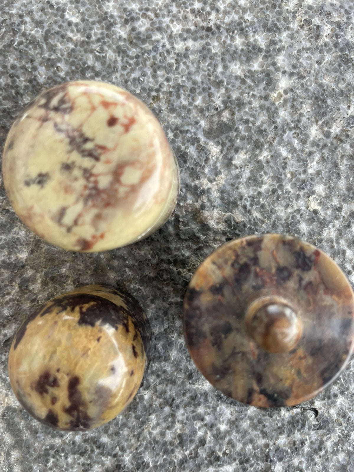 3 ronde marmeren doosjes. Zie beschrijving, Ophalen of Verzenden, Zo goed als nieuw
