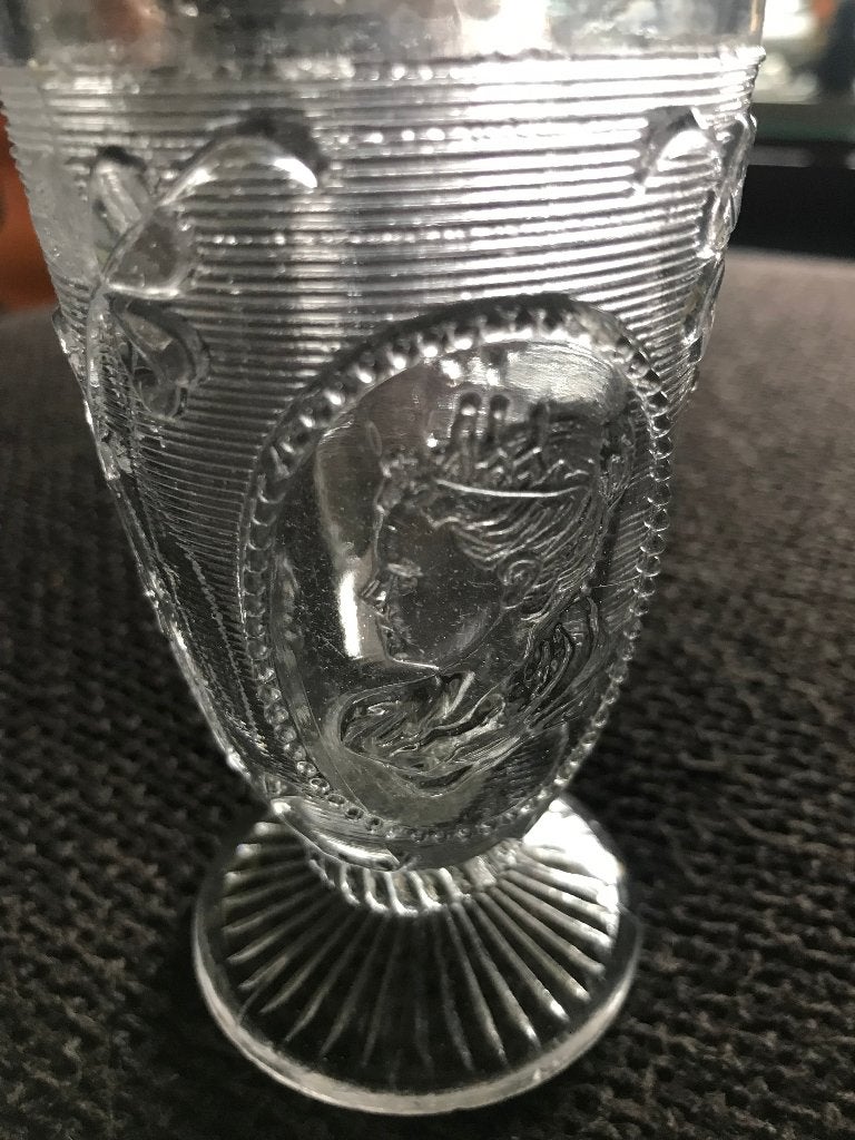 Wilhelmina Antiek Geperst Mosterdglas Kristal C.A 1898., Ophalen of Verzenden