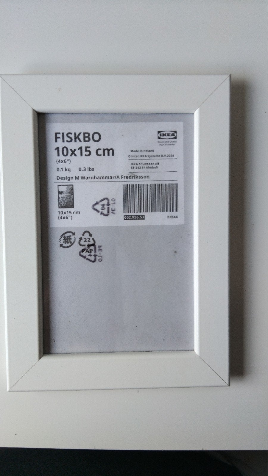 IKEA FISKBO fotolijst 10x15 cm wit, Ophalen, Overige materialen, Minder dan 50 cm, Nieuw