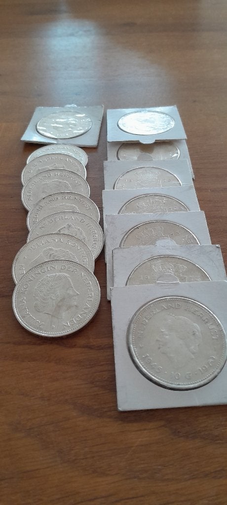 15 zilveren Juliana tientjes, Ophalen, Zilver