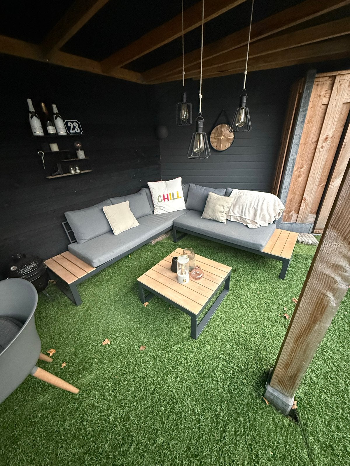 Central Park Scalea Hoekbank Loungeset - Antraciet/Eucalyptu, 5 zitplaatsen, Ophalen of Verzenden, Zo goed als nieuw, Loungeset