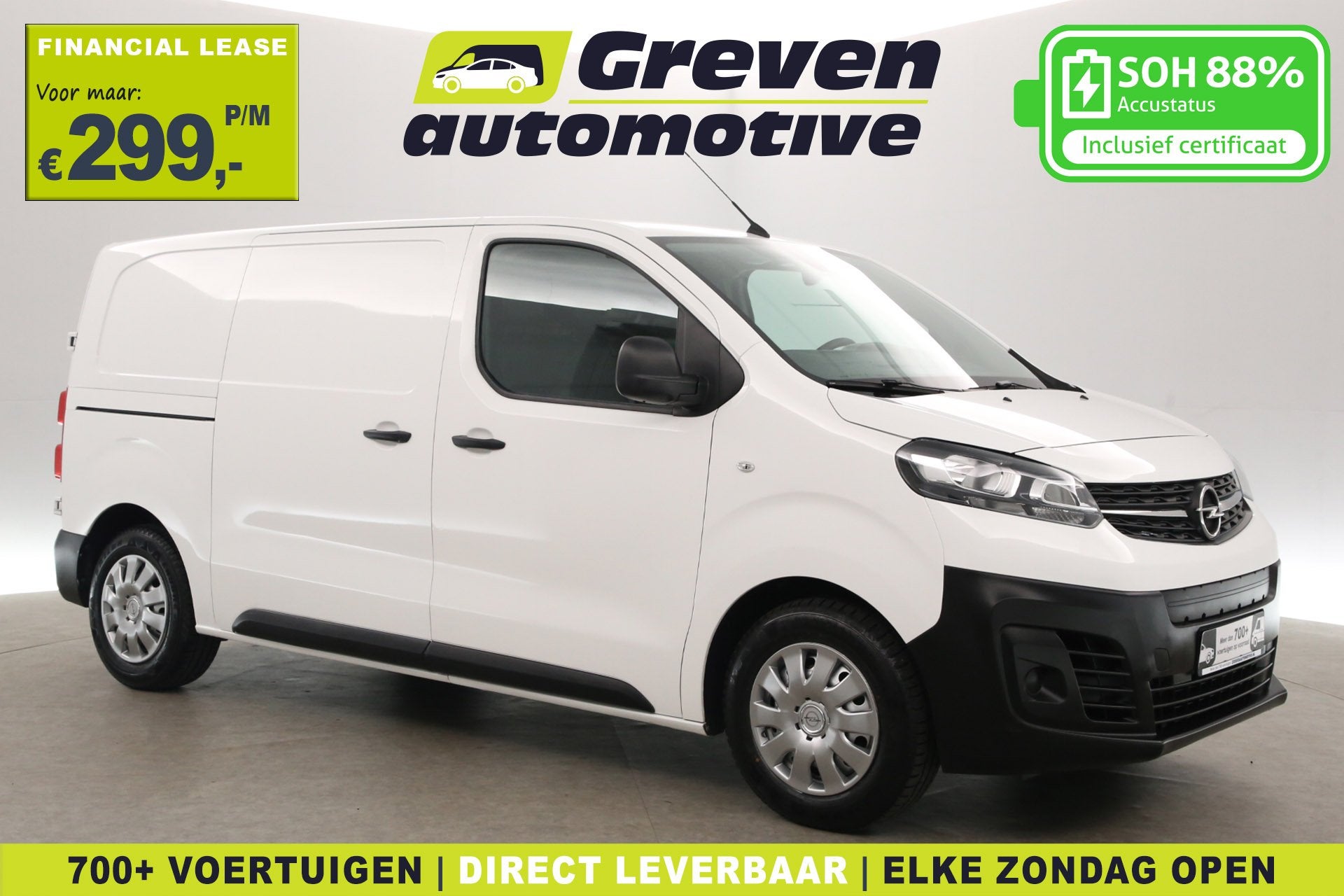Opel Vivaro-e 75 kWh L2H1 | Snelladen | SOH 88% | Airco | 3, Automaat, 136 pk, Gebruikt, Wit