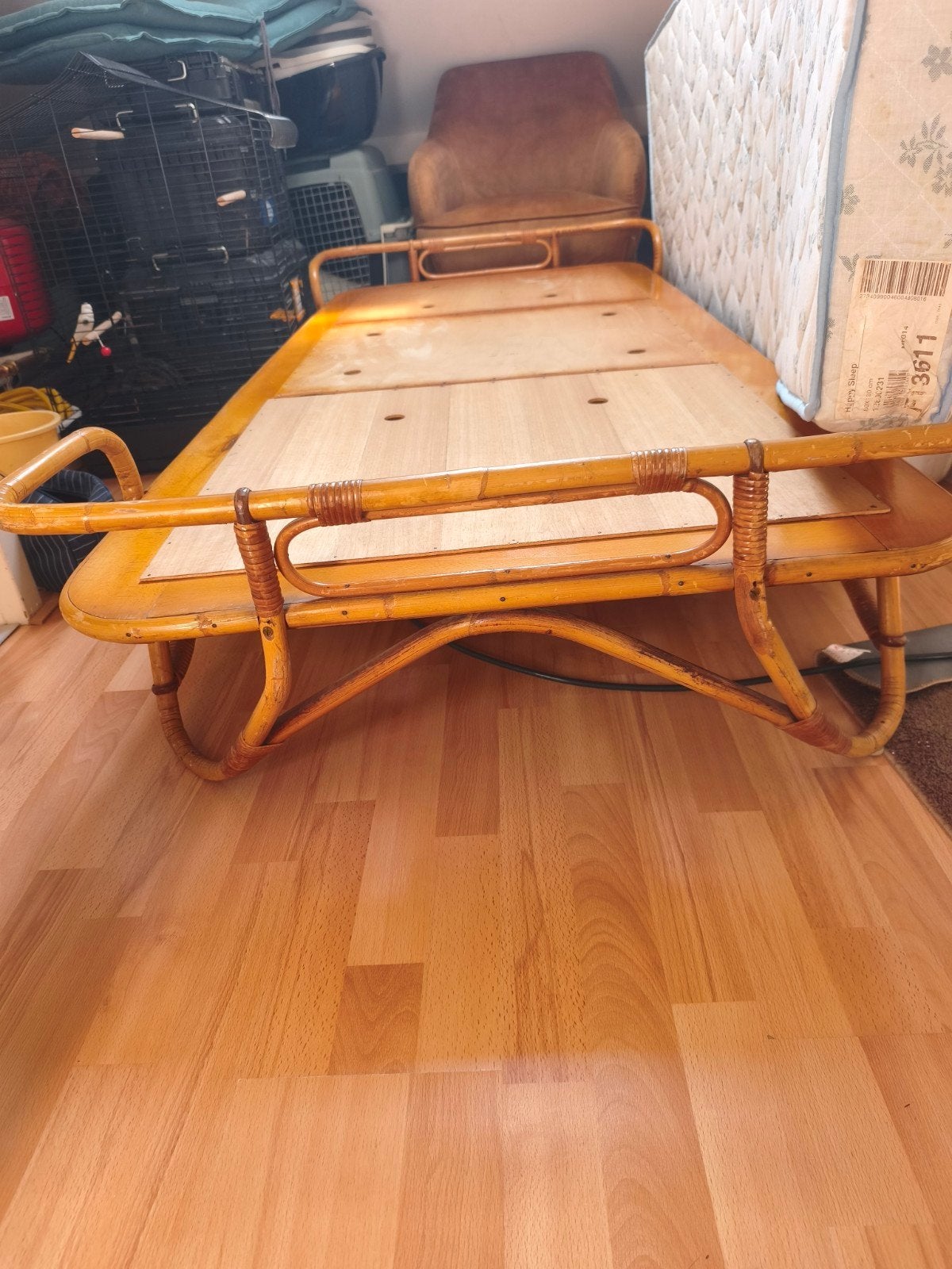 Rotan eenpersoons bed bedbank, Ophalen, Overige materialen, Gebruikt, Eenpersoons