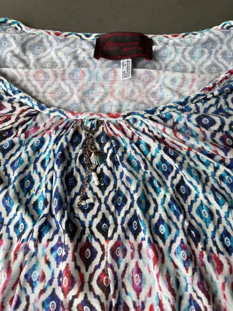 Blauw/roze/witte Sempre Piu shirt, maat 50, Kleding | Dames, Shirt of Top, Zo goed als nieuw, Sempre Piu, Meerkleurig