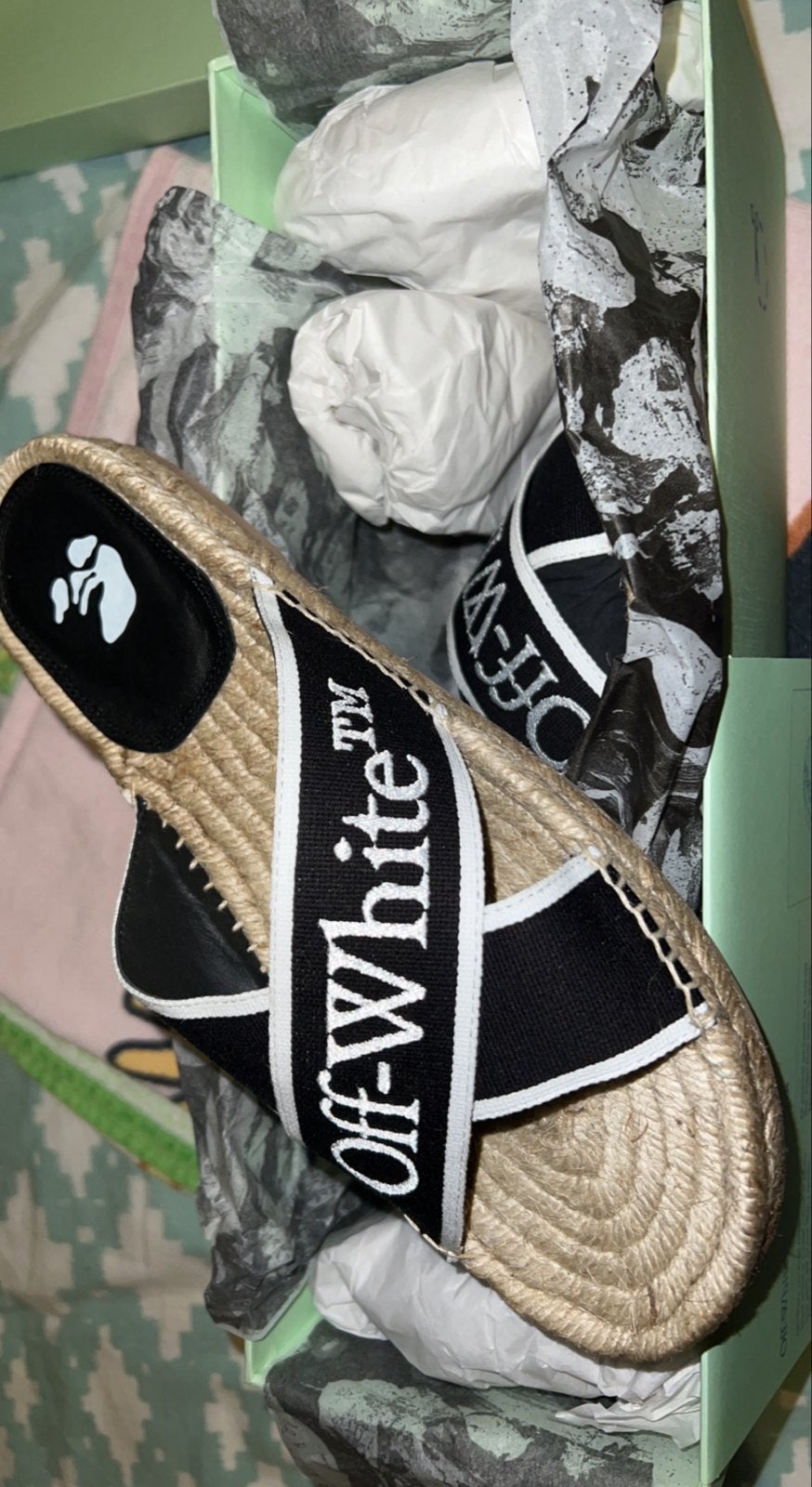 Off-White Espadrille Slippers - Nieuw in doos, Ophalen, Nieuw, Zwart, Slippers