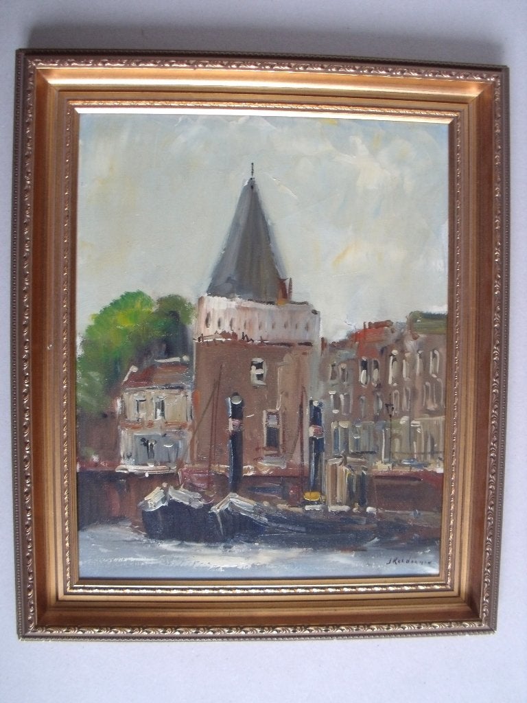 Jan Kelderman (1914-1990)-  Schreierstoren A'dam - olieverf, Ophalen