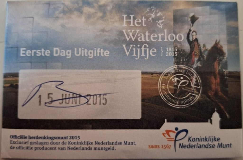 Coincard 2015 - Het Waterloo Vijfje - EDU, Postzegels en Munten, Munten | Europa | Euromunten, Verzenden, Overige landen, 5 euro