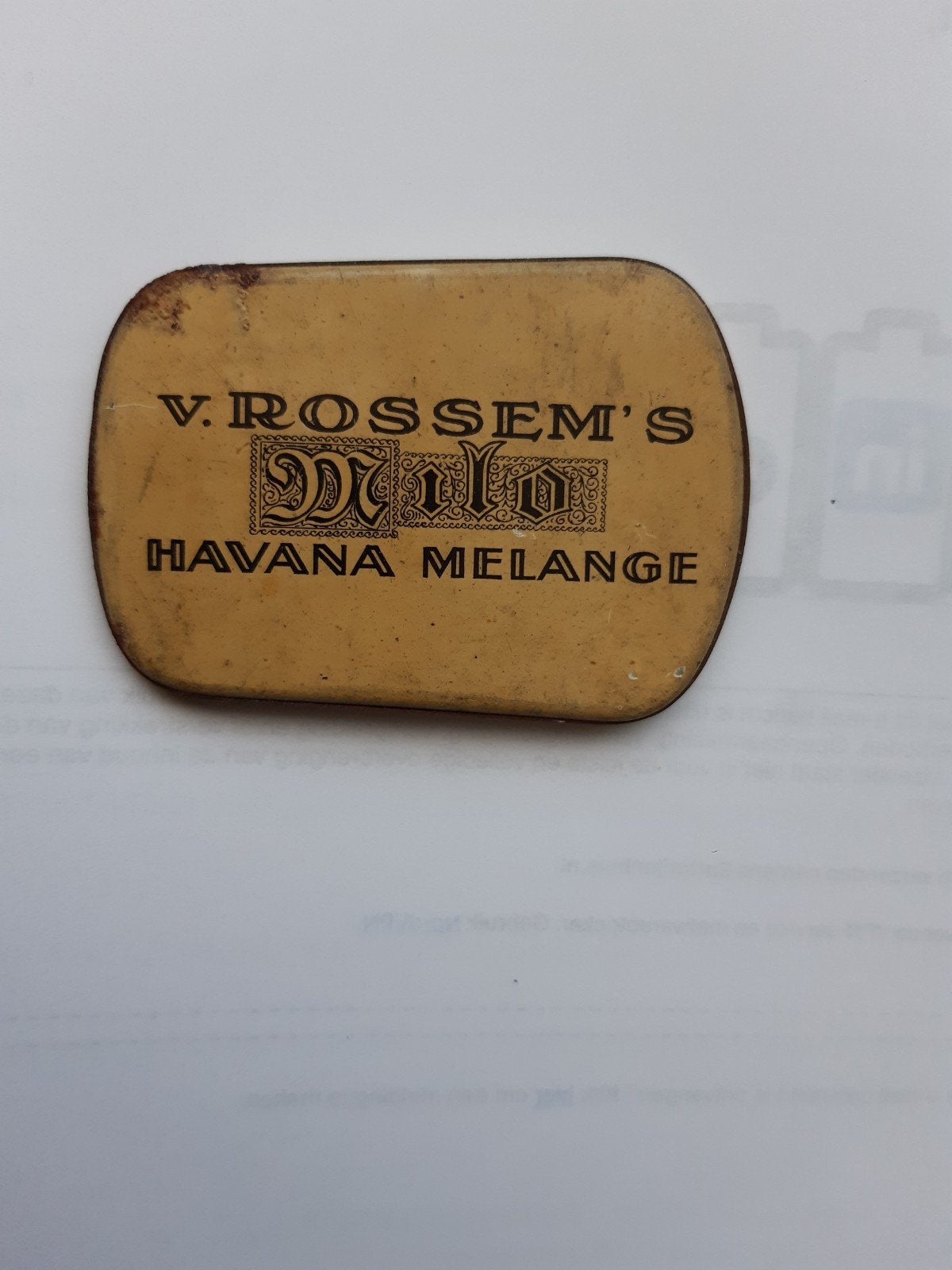 Antieke V. Rossem's Milo Havana Melange stalen doosje, Ophalen of Verzenden, Gebruikt, Overige