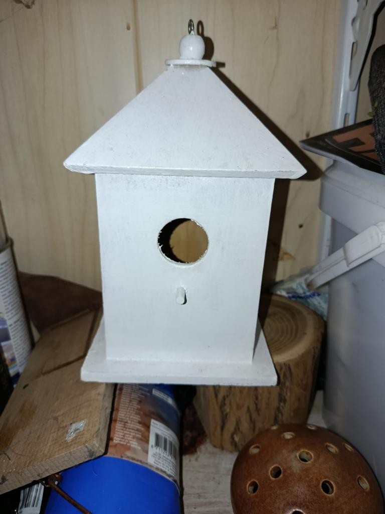 Decoratief vogelhuisje - Wit houten vogelhuisje, Ophalen of Verzenden, Gebruikt