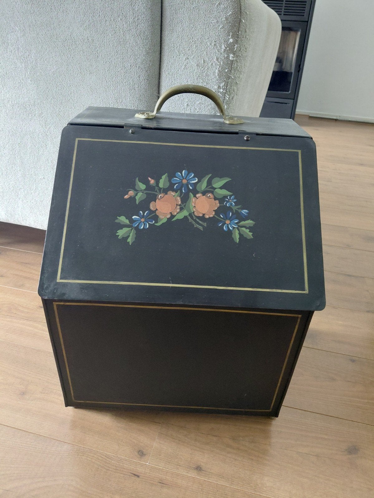 Antieke kolenkist met bloemmotief, Antiek en Kunst, Ophalen