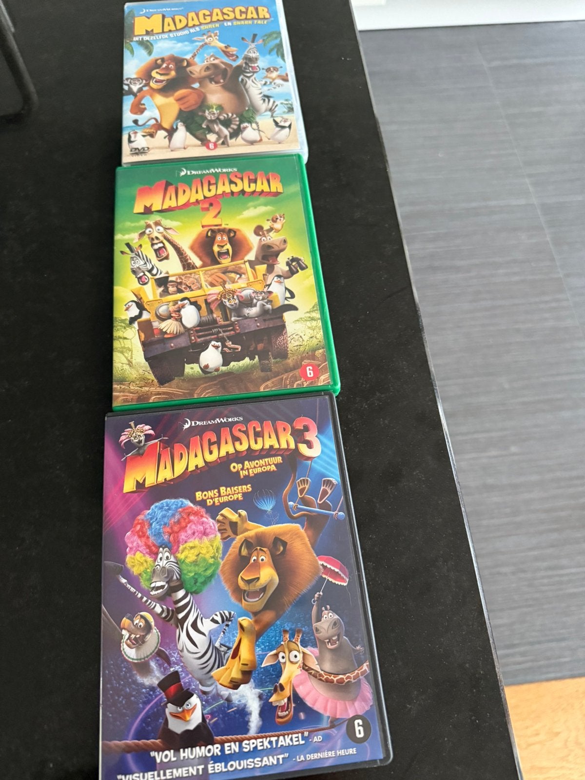 Mafagascar 1, 2 en 3, 3 dvd’s, Ophalen of Verzenden, Zo goed als nieuw, Amerikaans