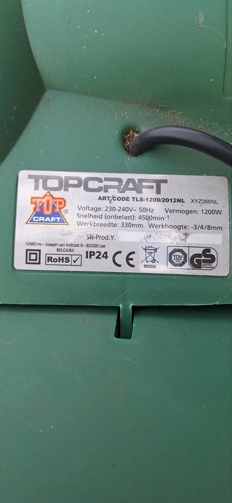 Topcraft Elektrische verticuteer machine TLS-1200/2012NL, Cirkelmaaier, Gebruikt, Elektrische grasmaaier, Topcraft