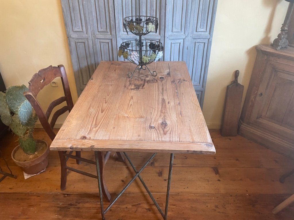 Klaptafel Markttafel Bijzettafel Vintage 2 delen Frans, Ophalen of Verzenden