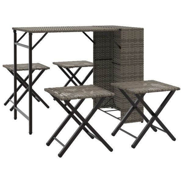 vidaXL 5-delige Wicker Tuinset inklapbaar, Tuin en Terras, Tuinsets en Loungesets, Ophalen, 4 zitplaatsen, Gebruikt, Bijzettafel