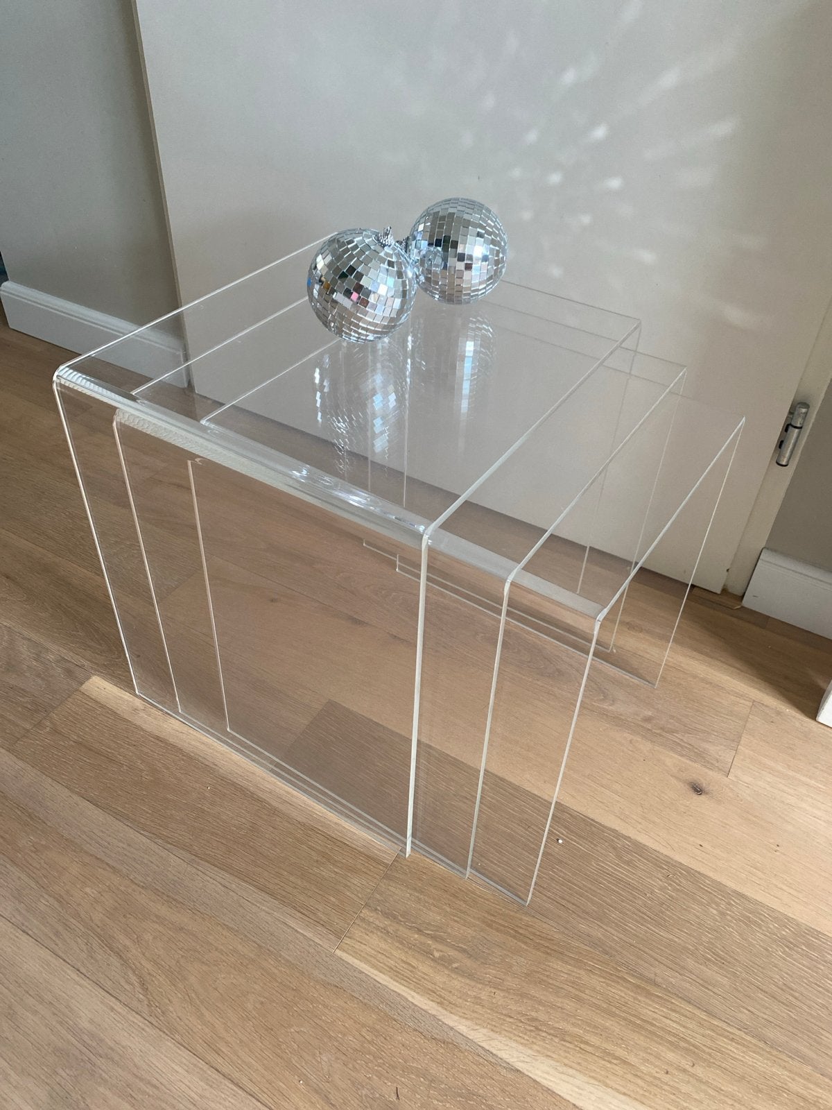 Space Age Plexiglas Acryl Mimiset Nesting Tafeltjes, Ophalen, Kunststof, Gebruikt, Spaceage