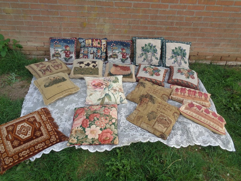 gobelin kussens/e.d., Gebruikt, Overige kleuren, Vierkant, Ophalen of Verzenden