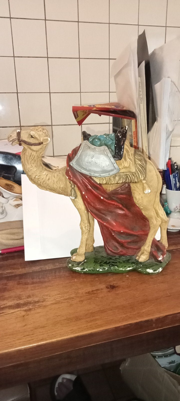 Antieke Gipsen Kameel voor Kerststal - Jaren '30, Ophalen of Verzenden
